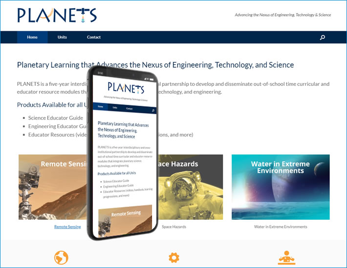 PLANETS-stem website homepage screenshot