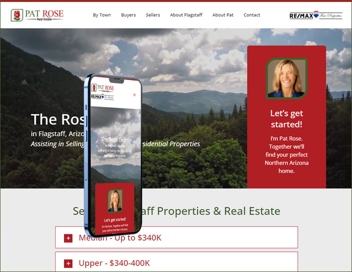 Pat Rose Real Estate's homepage screenshot 2022 using Avada WordPress theme