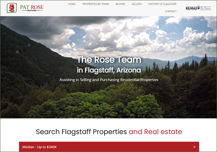 Pat Rose Real Estate's homepage pre Avada
