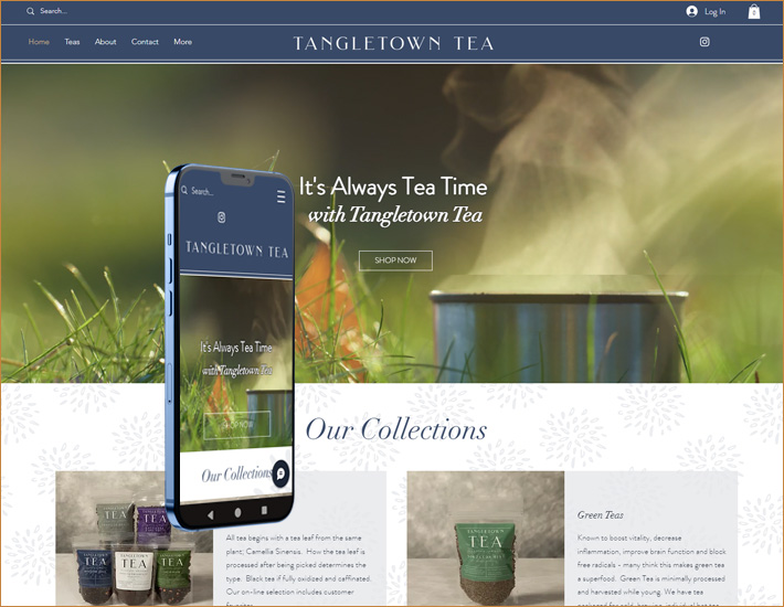 Tangletown Tea - homepage screenshot 2023