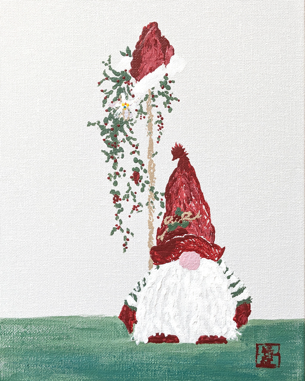 A Christmas Gnome in Acrylics